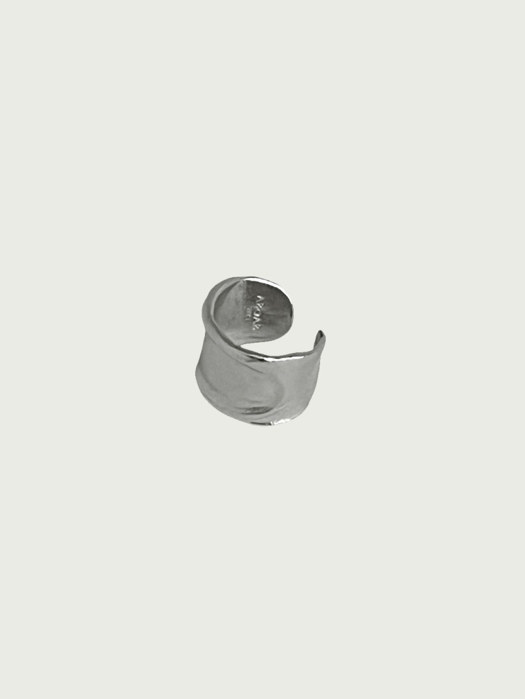 Silver raw ear cuff and ring