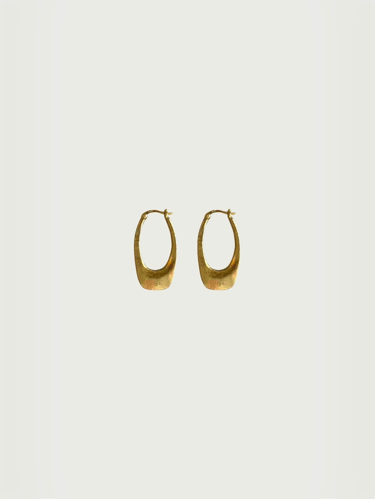 Gold Oval Long Hole Hoops