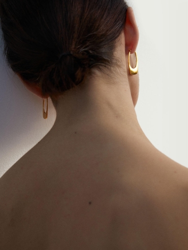 Gold Oval Long Hole Hoops