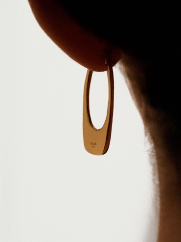 Gold Oval Long Hole Hoops