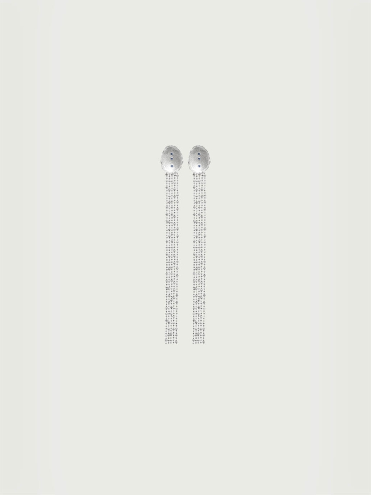 Silver Star Dot Tassel Detachable Earrings