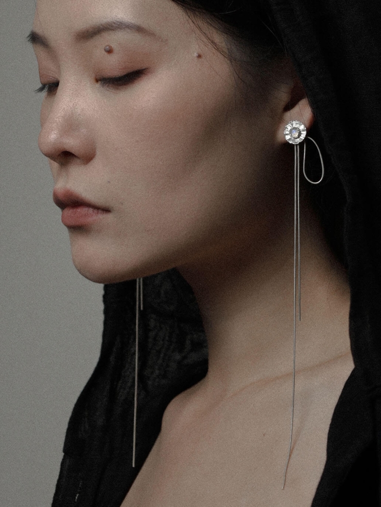 Silver Moonlight Chain Earrings