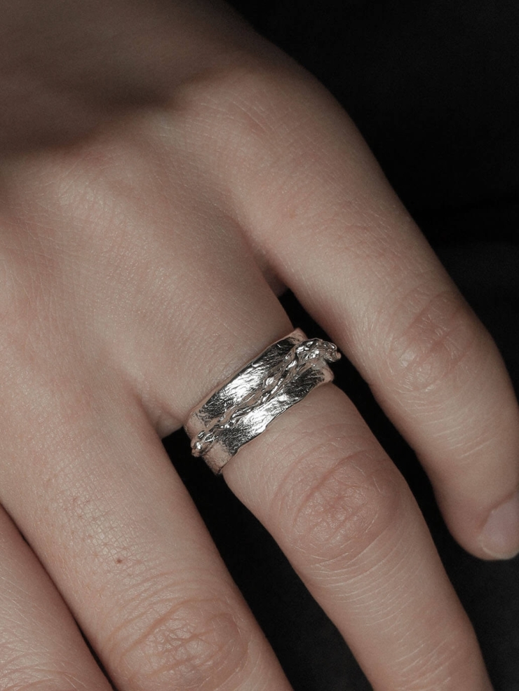 Silver Ocean Shadow Ear Cuff/Ring