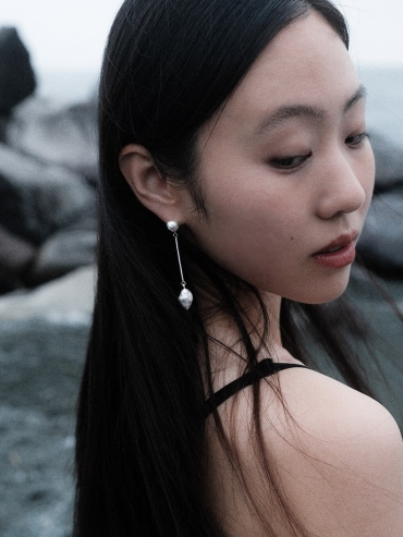 Silver island earrings