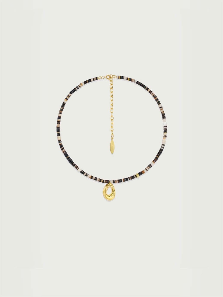 Black Mother of Pearl Shell Cave Necklace