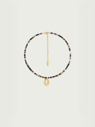 Black Mother of Pearl Shell Cave Necklace