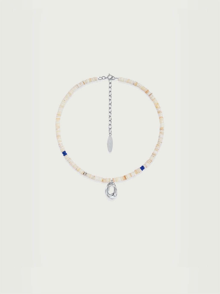 White Mother of Pearl Shell Cave Necklace