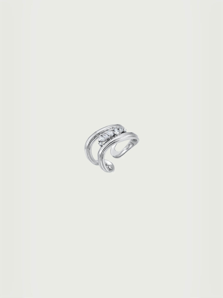 Silver Windy Spiral Diamond Ring