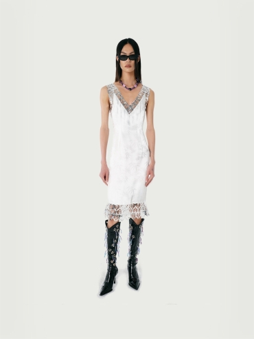 [FINAL SALE] V-neck sleeveless silk slip dress