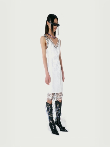 [FINAL SALE] V-neck sleeveless silk slip dress