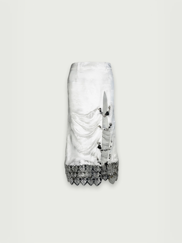 [FINAL SALE] Laser cut silk skirt