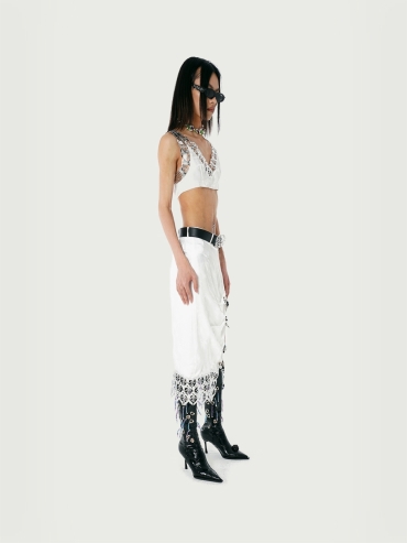[FINAL SALE] Laser cut silk skirt