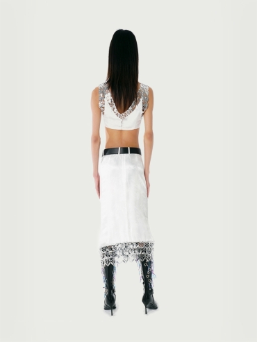 [FINAL SALE] Laser cut silk skirt
