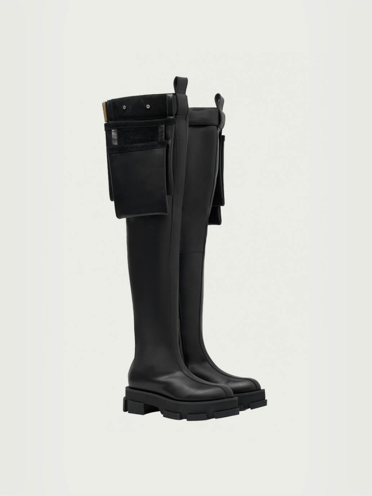 Black Gao Platform Thigh-High Boot With Toolbelt