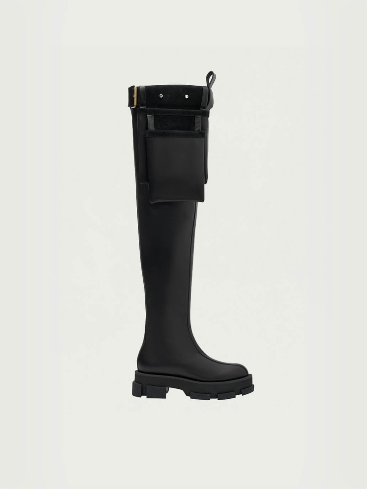 Black Gao Platform Thigh-High Boot With Toolbelt