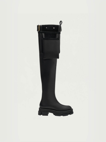 Black Gao Platform Thigh-High Boot With Toolbelt