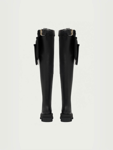 Black Gao Platform Thigh-High Boot With Toolbelt