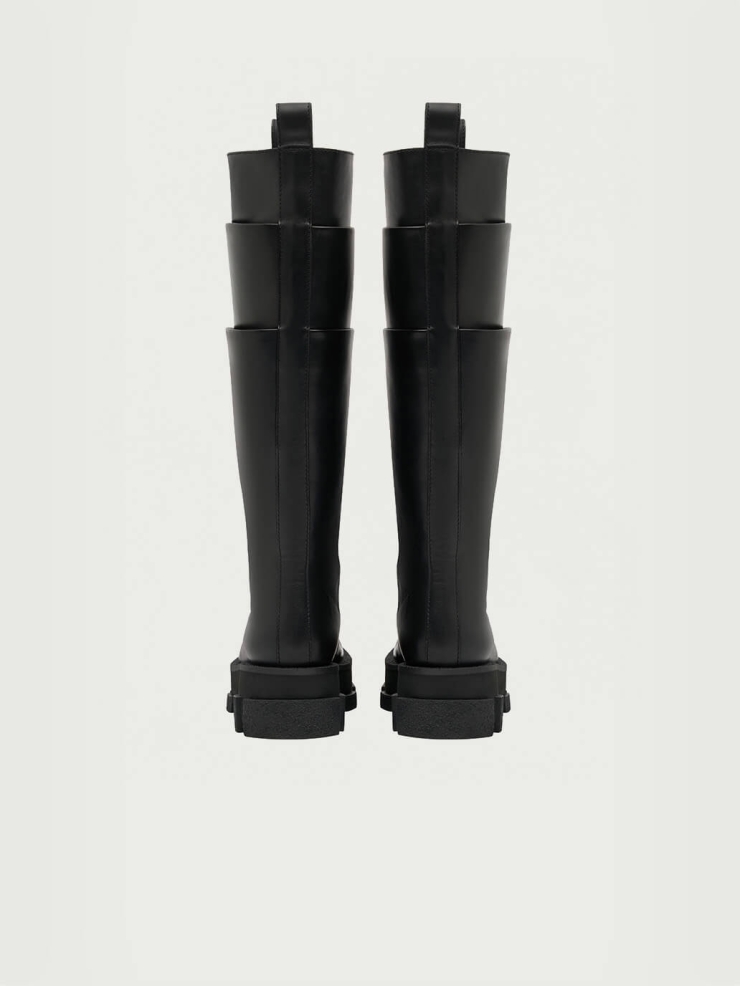 Black Gao Platform Cargo Knee Boot