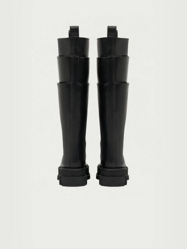 Black Gao Platform Cargo Knee Boot