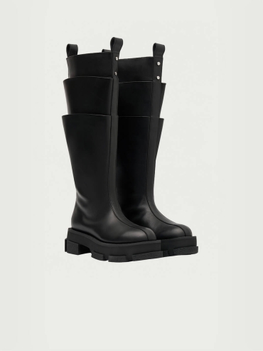 Black Gao Platform Cargo Knee Boot
