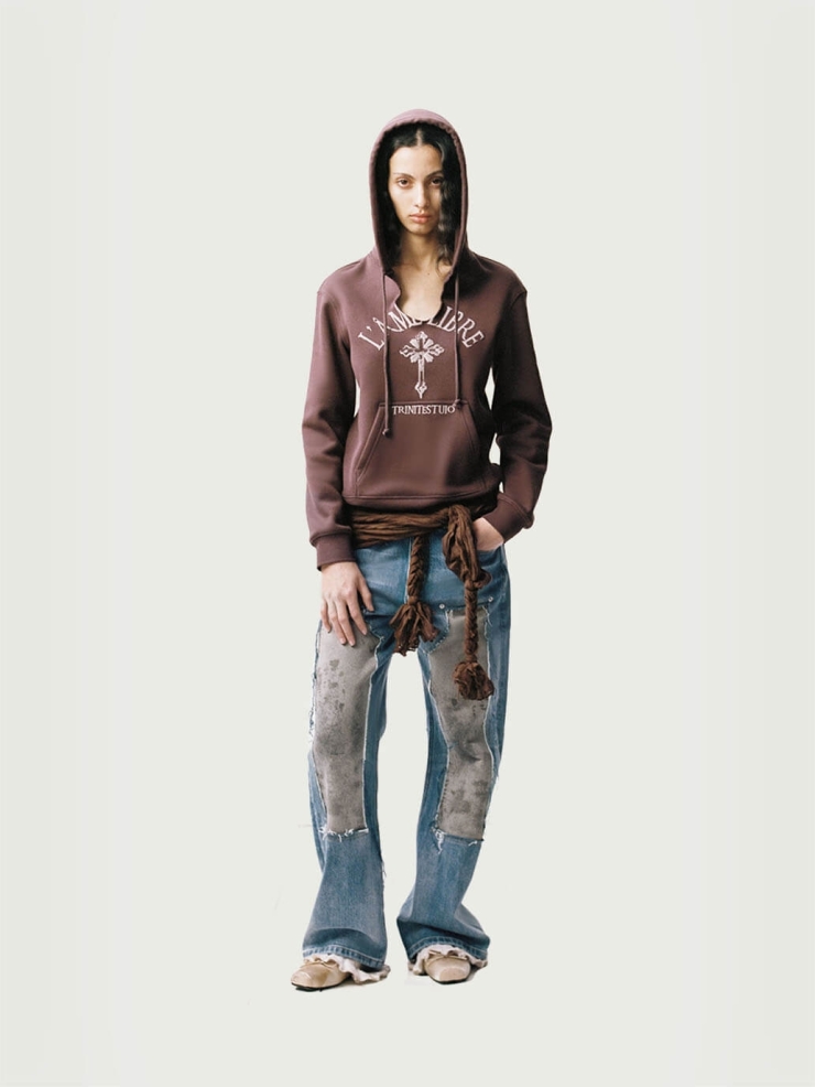 Blue Distressed Stained Jogger-Style Jeans