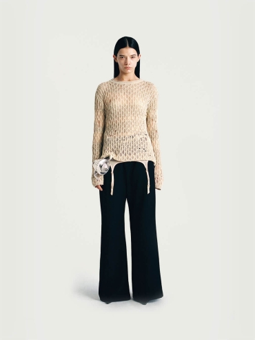 Black Drawstring Wide-leg Trousers