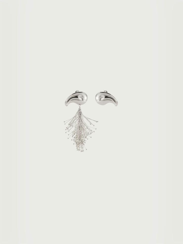 Silver irregular pine needle earrings