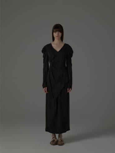 Black silk V-neck top