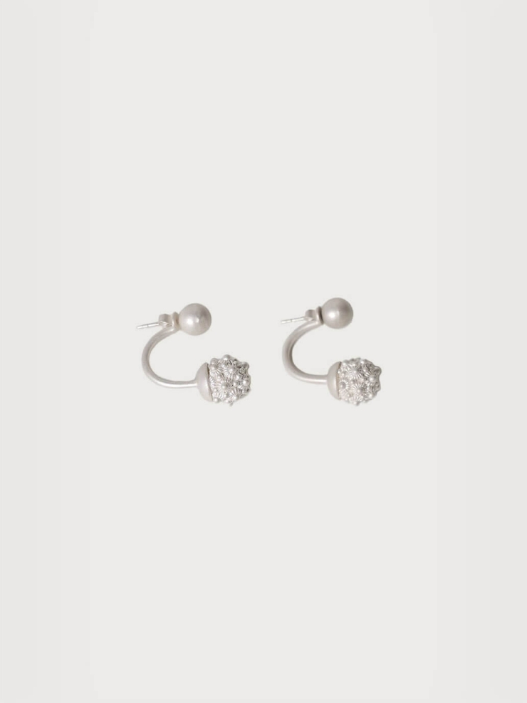 White coneflower pendant earrings