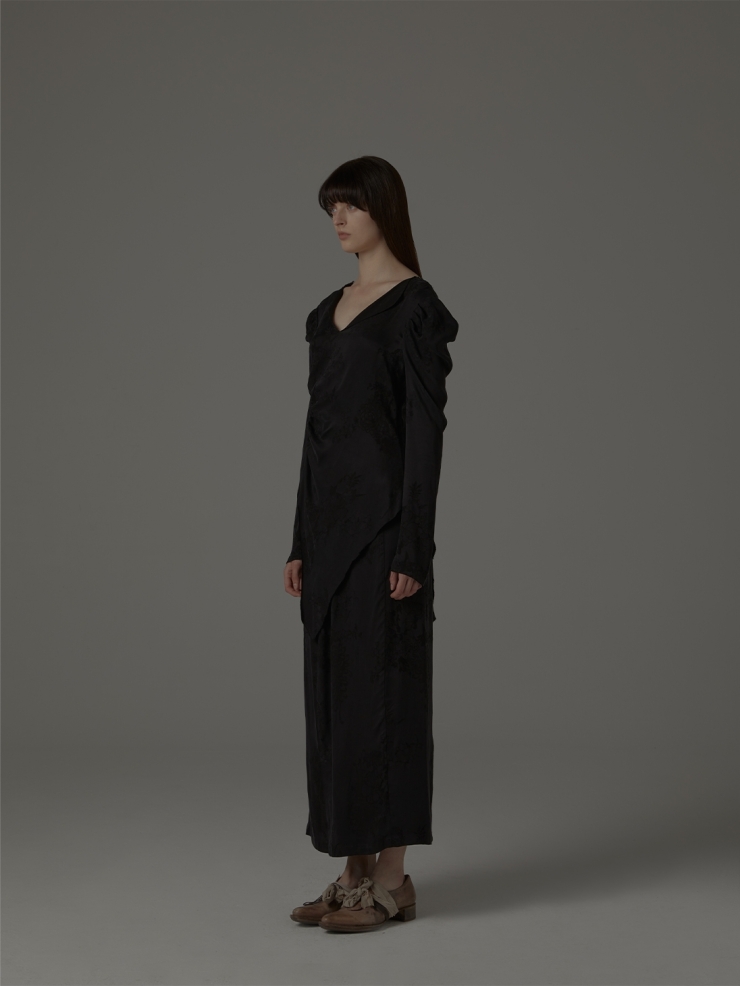 Black silk V-neck top