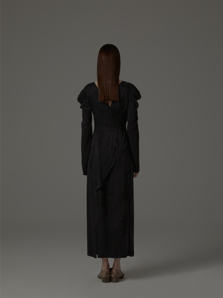Black silk V-neck top