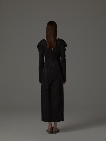 Black silk V-neck top