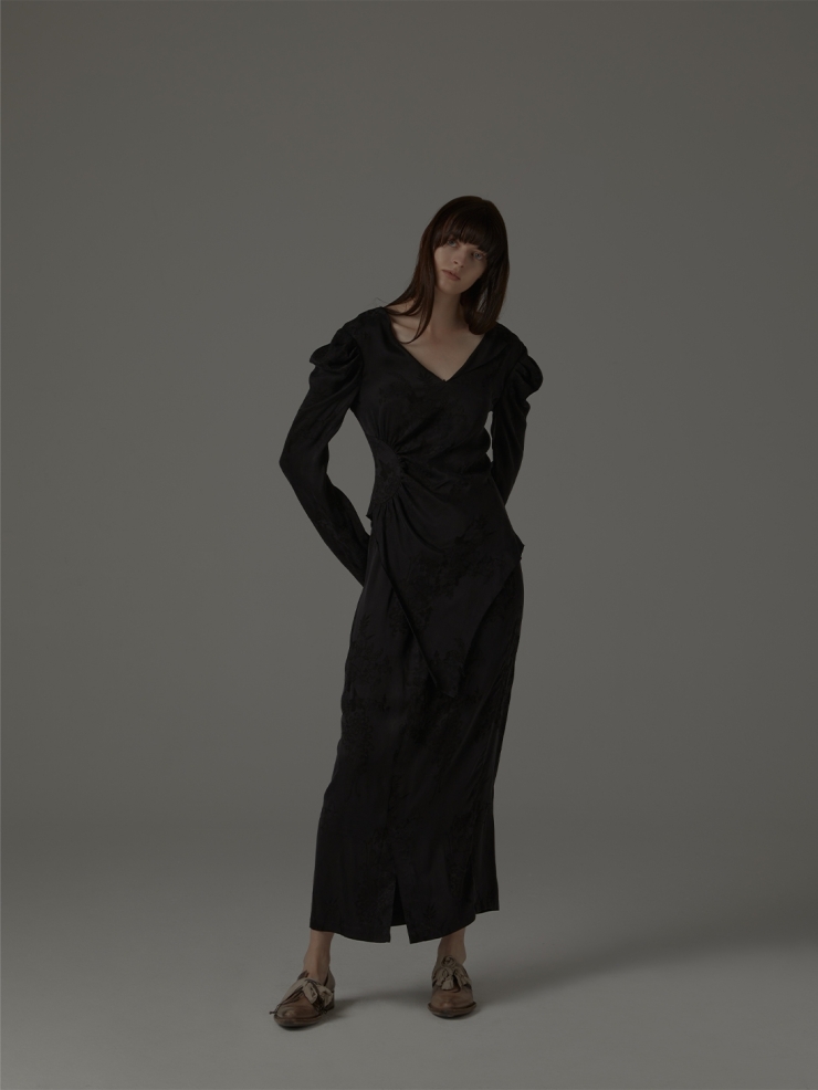 Black silk V-neck top