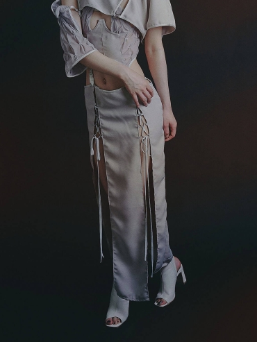 Grey natsume × baudelaire long skirt
