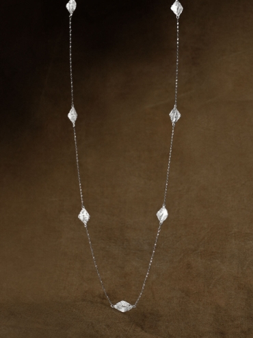 Silver Flower Window Sweater Chain Necklace