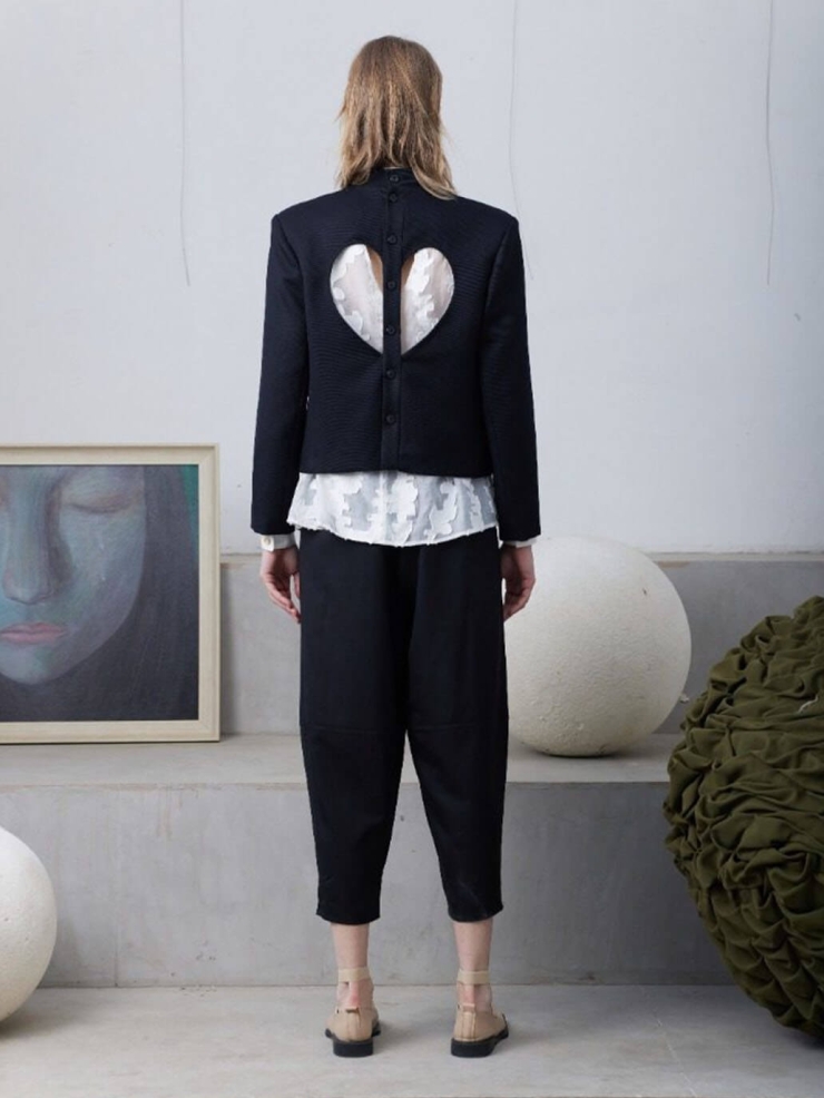 Black Back Cut Out Heart Coat
