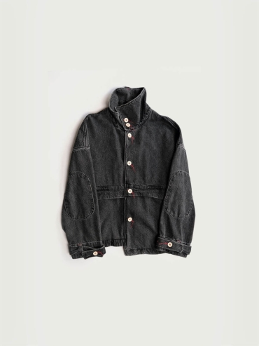 Grey cowboy-style jacket silhouette outerwear