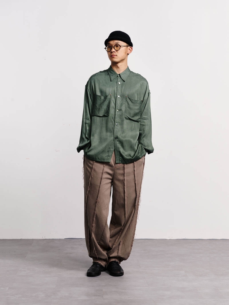 Olive green classic tailored shirt