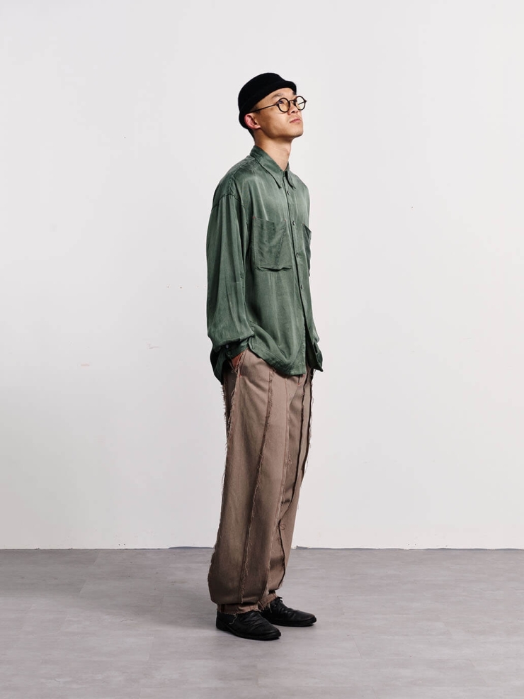 Olive green classic tailored shirt