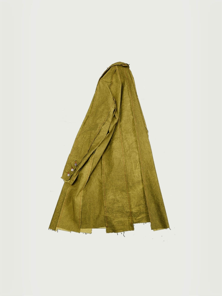 Khaki Aged Irregular Spliced Long Shirt