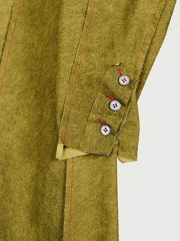 Khaki Aged Irregular Spliced Long Shirt