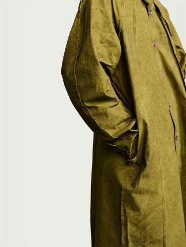 Khaki Aged Irregular Spliced Long Shirt