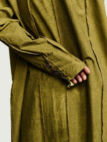Khaki Aged Irregular Spliced Long Shirt