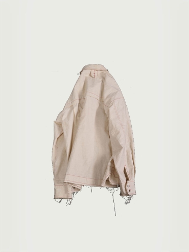 Beige floral lace-trimmed shirt