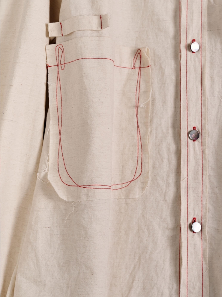 Beige floral lace-trimmed shirt