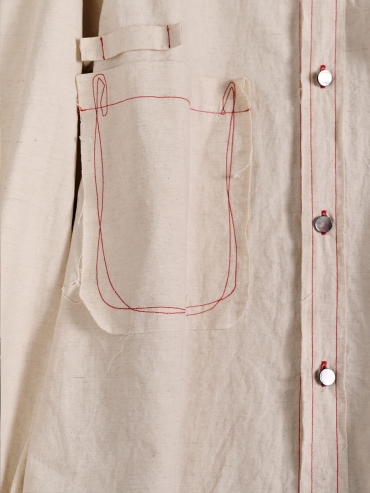 Beige floral lace-trimmed shirt