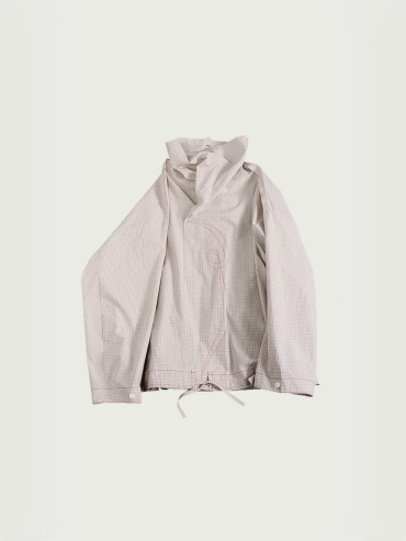 Beige Checkered Collar Pullover Shirt
