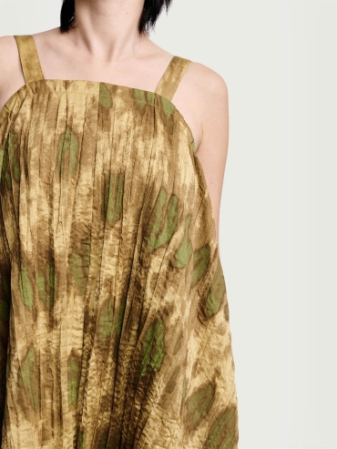 Yellow impressionist floral bud dress