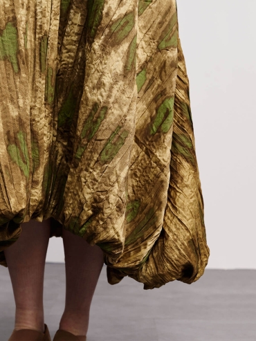 Yellow impressionist floral bud dress