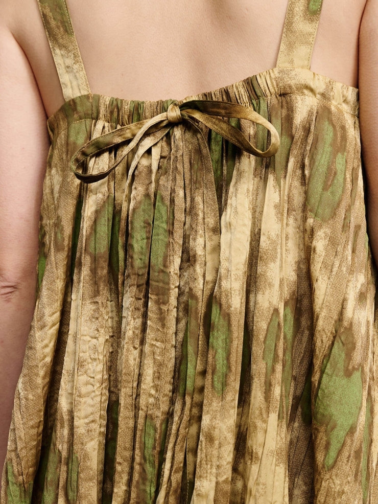 Yellow impressionist floral bud dress